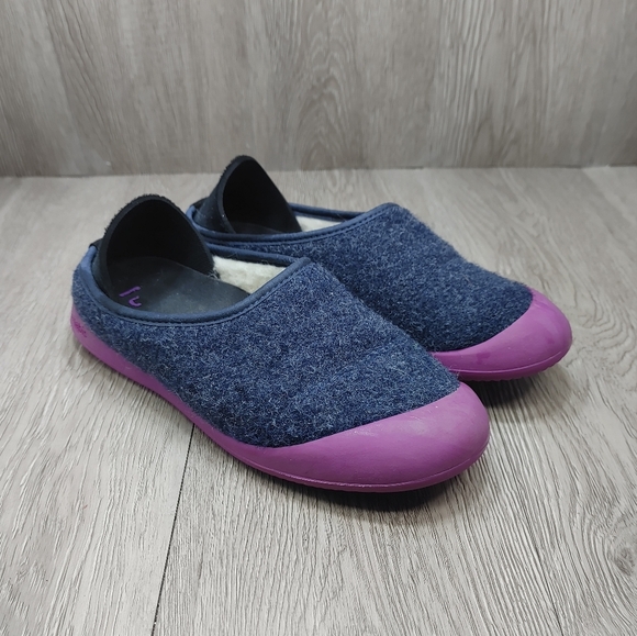 Mahabis Curve Classic Slippers EU 37 Oland Navy Blue Hyacinth Violet Purple Wool - Picture 1 of 10